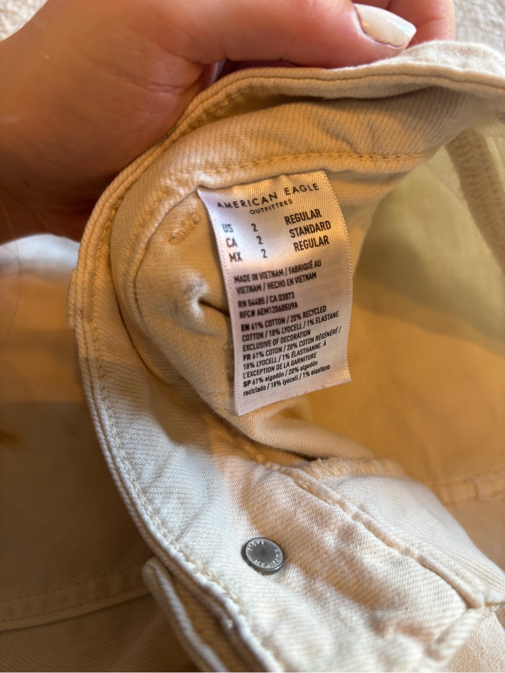 American Eagle Outfitters Off-White Stretch High-Rise Pants - Picture 5 of 5